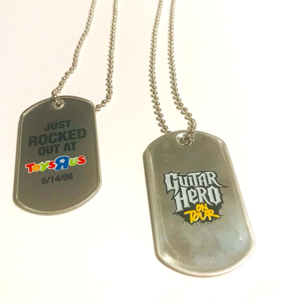 Guitar Hero Necklace Stainless Steel Dog Tag Set of (2) Collectible 2008 Launch